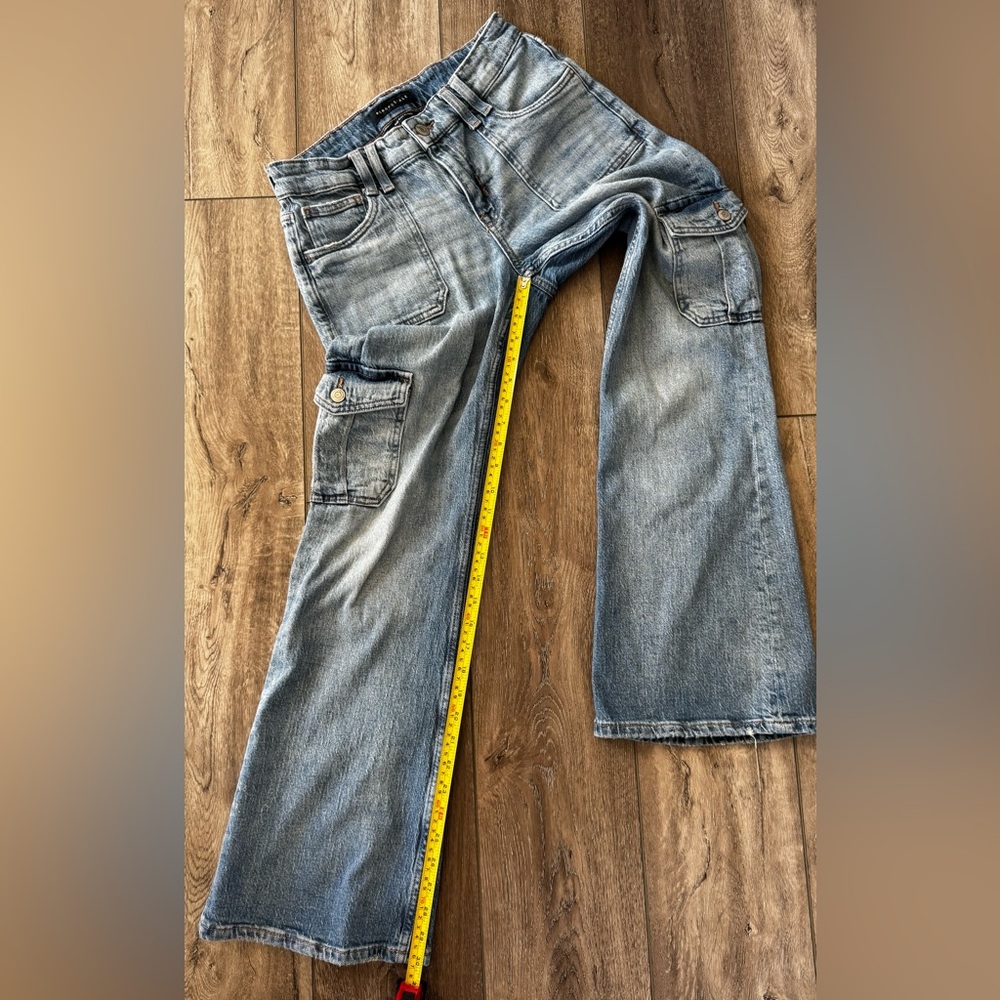Aeropostale Women’s SZ 6 Mid-Rise Flare Jeans Cargo Pockets Denim Grunge Stretch - Picture 4 of 16